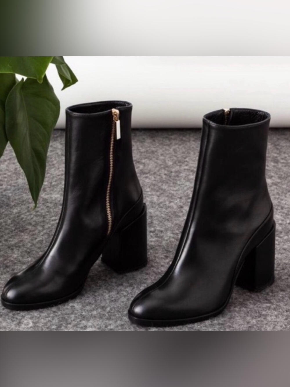 Dear Frances Spirit Bootie Black Leather Block Heel Zip Ankle Boots Sz 37